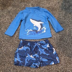 Carter's Blue Shark Rashguard Set